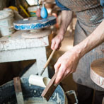 Clive Bowen in his pottery 2016
